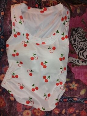 White Cherry-Print Tank Size S